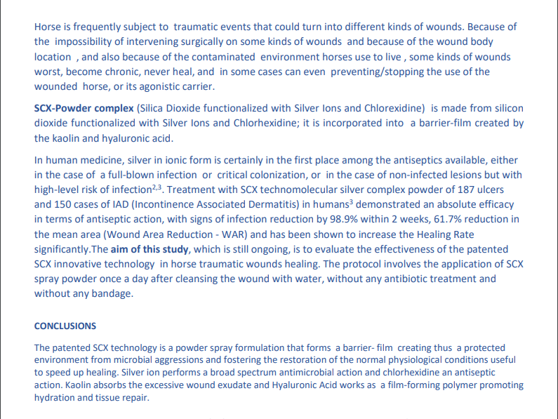 Clinical cases on horses wounds with SCX